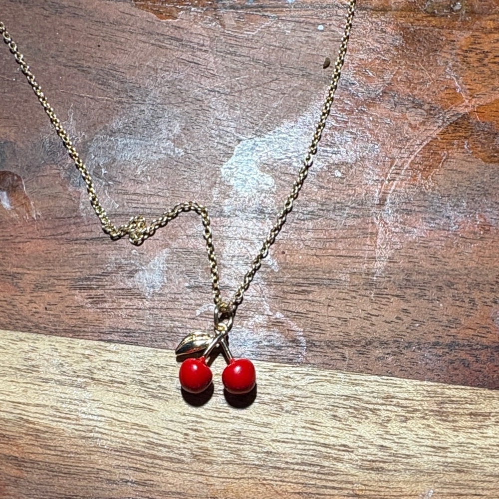 Gold Cherry Pendant Necklace